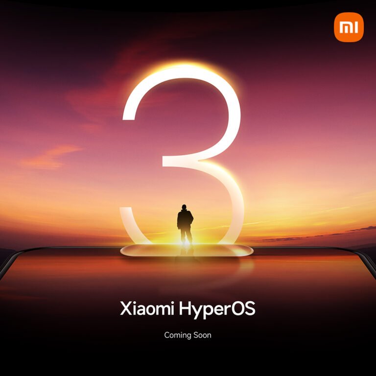 Xiaomi HyperOS 3 official India launch teaser with large number 3 and sunset background