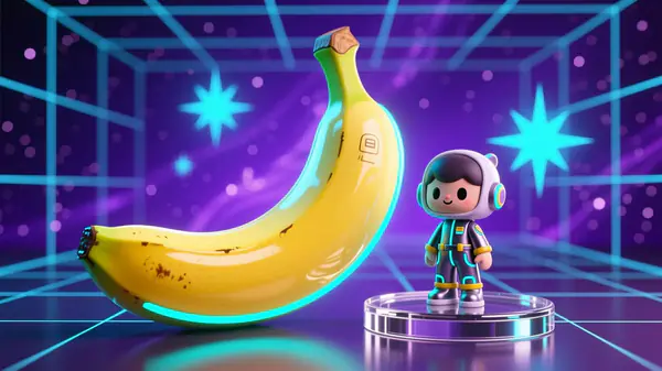 Google Nano Banana Pro AI model futuristic banana and astronaut mascot 4K render