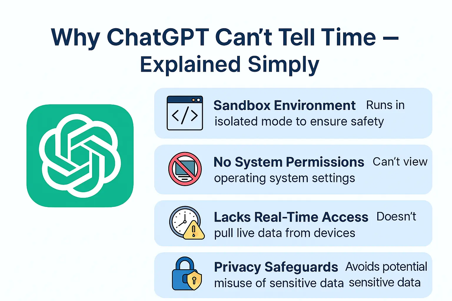 “Infographic explaining why ChatGPT can’t tell time in 2025”